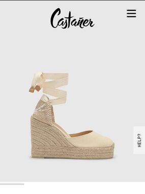 Castaner Cream Espadrille Wedge with Ankle Wrap